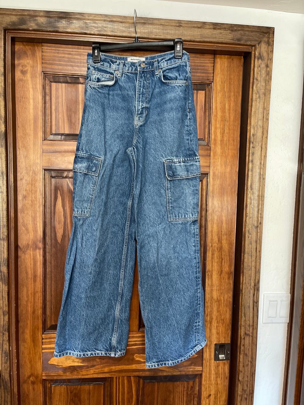 Reformation Cary cargo high rise slouchy wide leg jeans 26